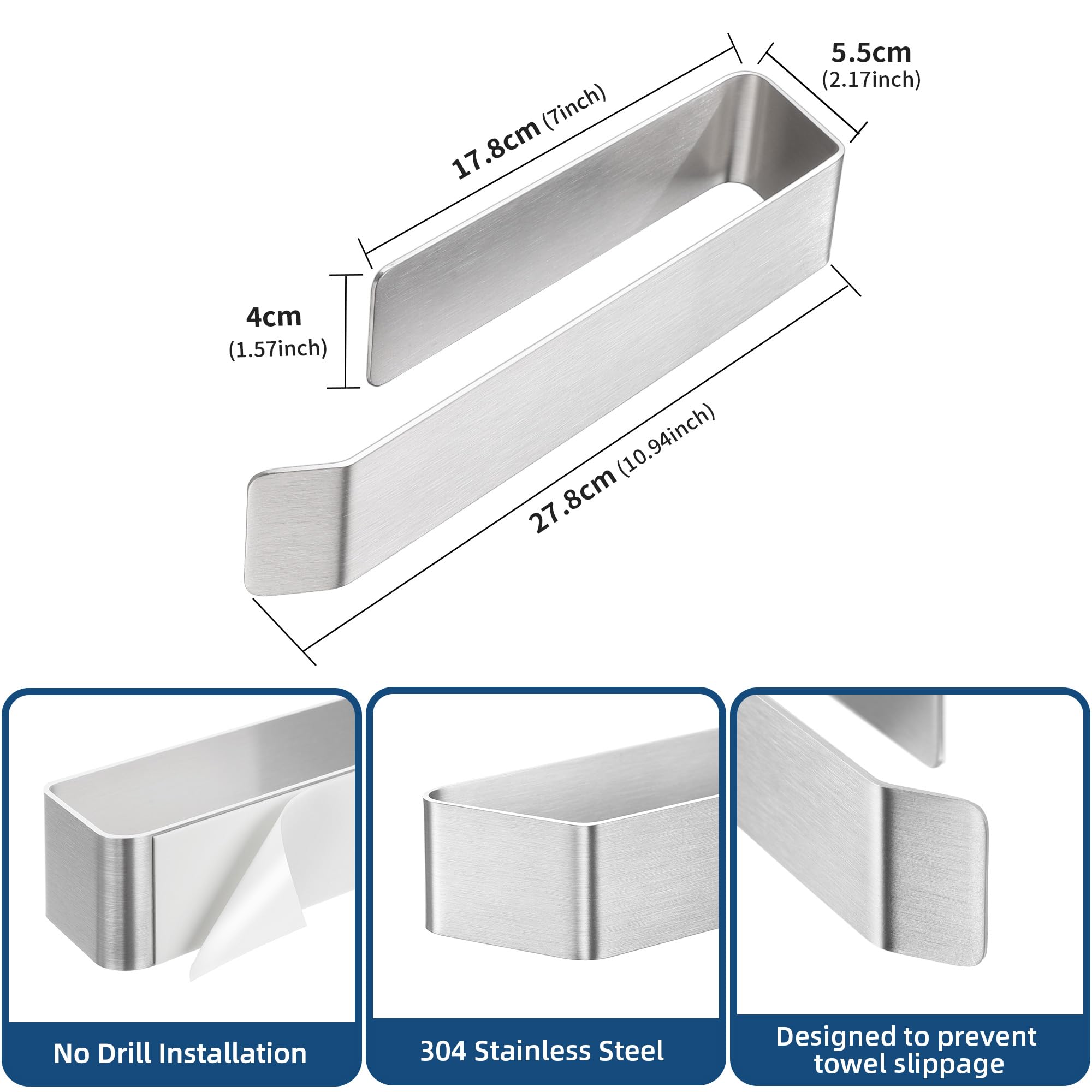 OETAMS Handtuchhalter Ohne Bohren - 304 Edelstahl Silber 28cm