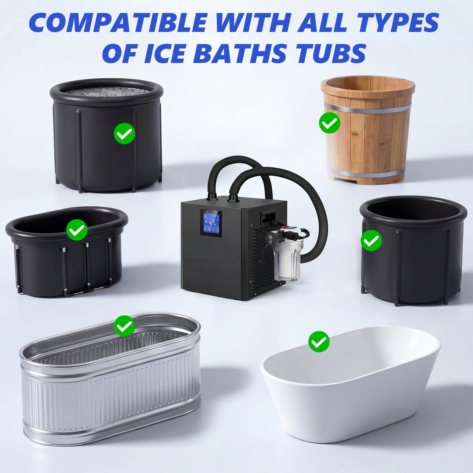Refrigeratore d'acqua per vasche da bagno di ghiaccio,300L ice bath chiller Refrigeratore d'Acqua a Bagno di Ghiaccio da 1/3 di Cavallo, 39-122°F telecomando per il relax domestico e la fisioterapia