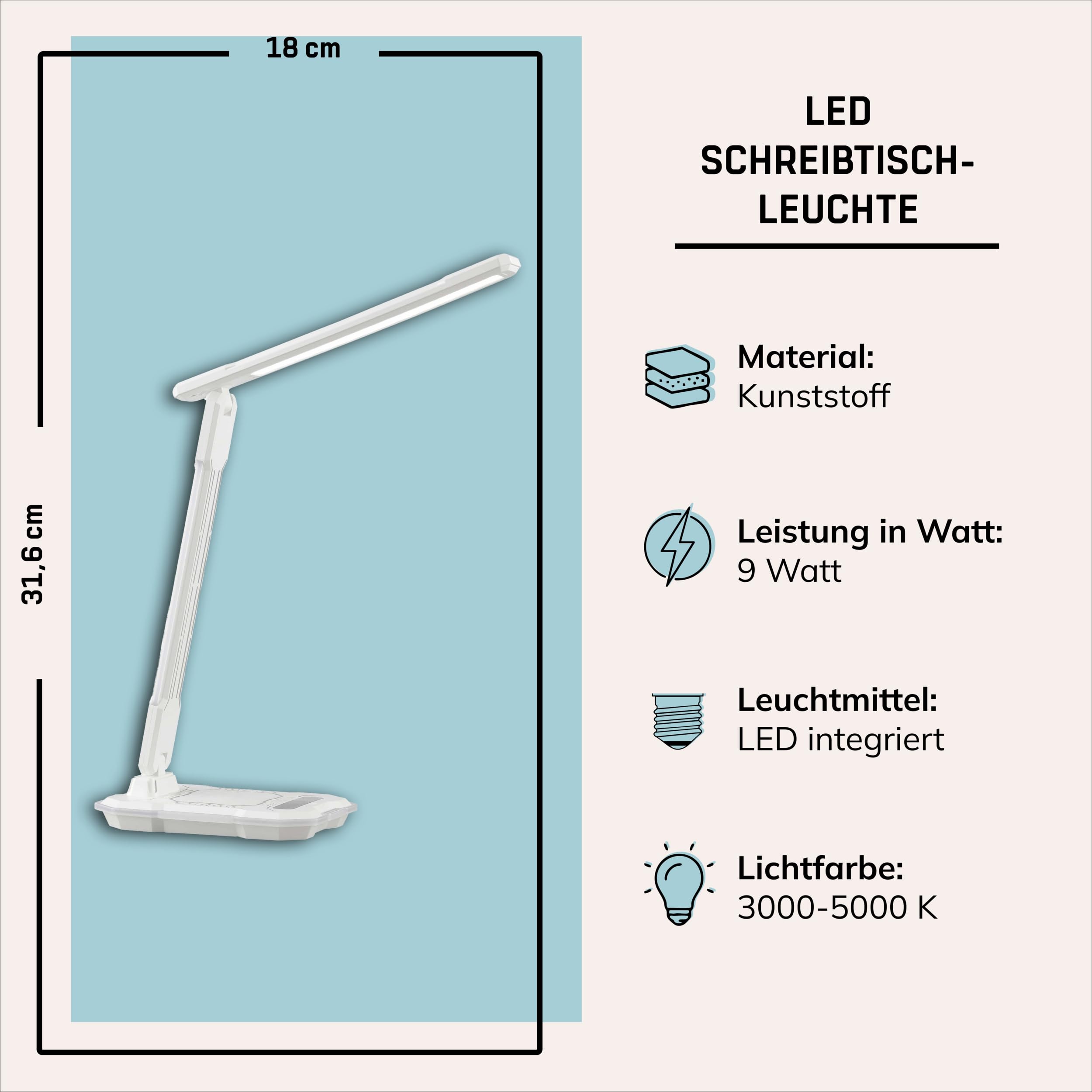 Lightbox LED Schreibtischlampe - dimmbare Schreibtischleuchte - Tischlampe mit Touch und USB - CCT-Funktion - Wireless Charging - RGB-Lichteffekt