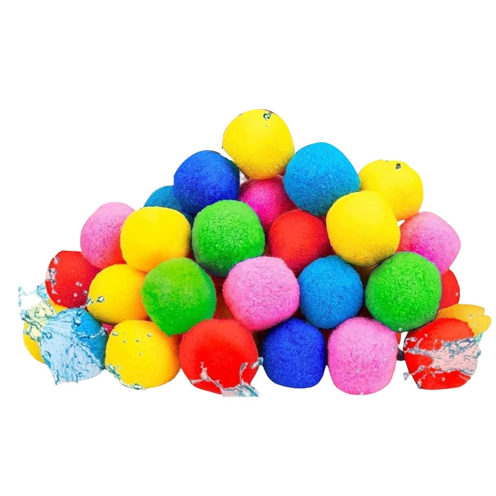 30 Pack Reusable Water Balls, Soft Absorbent Water Sponge Balls, Refillable Summer Waters Soaker Splash Ball Toys For Kids, Pool Beach Lake Backyard Outdoor Activities Games