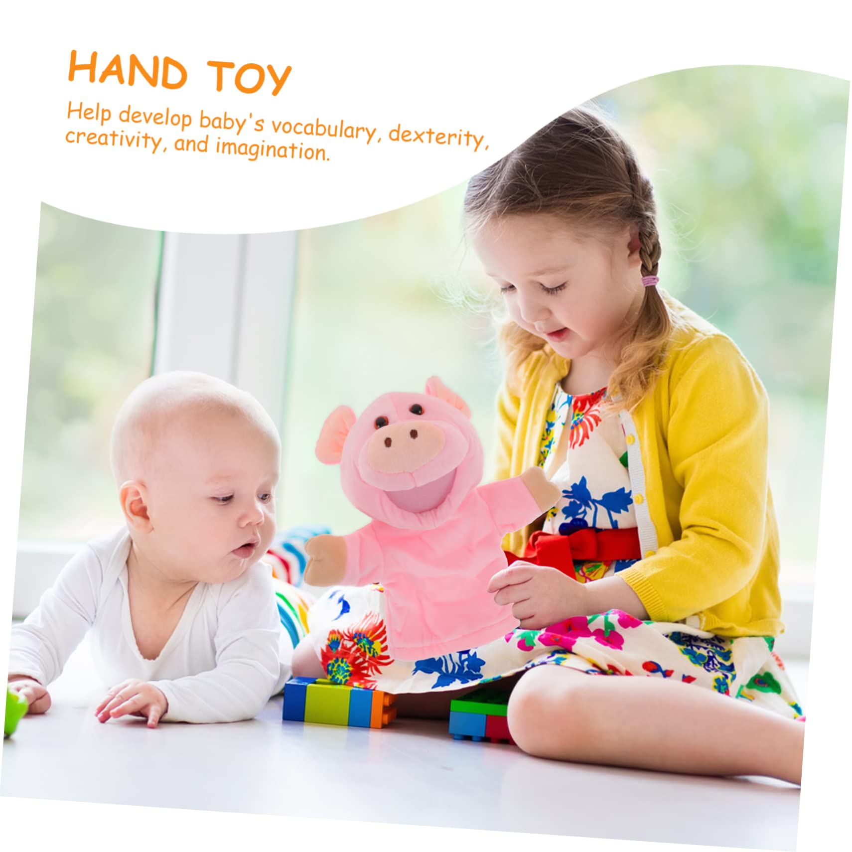 Marioneta de Mano de Cerdo de Peluche Rosa Juguete Educativo Felpa y Algodón PP Lavable para Niños Juegos de rol y Cuentos Antes de Dormir