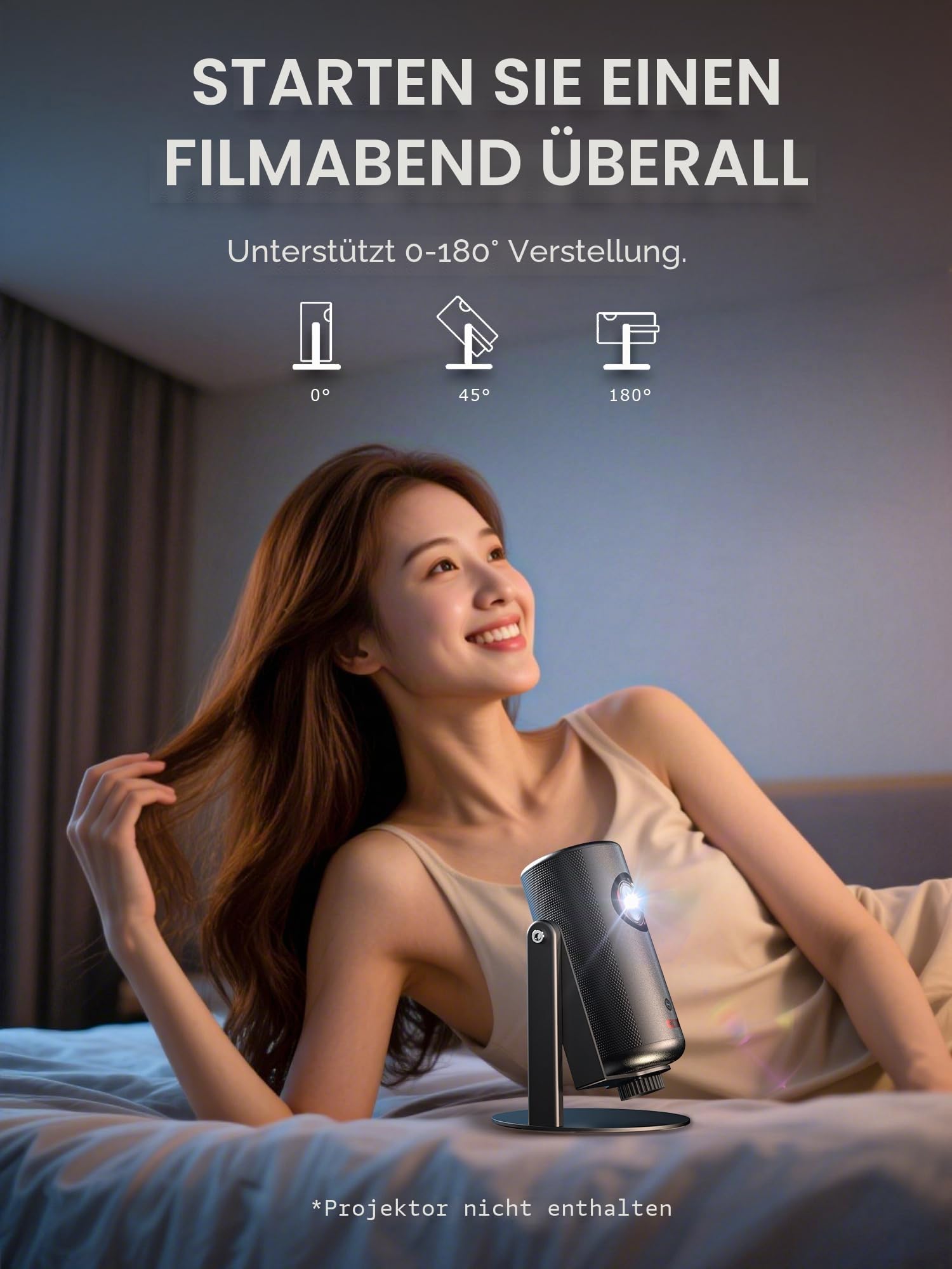Mini Beamer Ständer Halterung für Nebula Capsule Serie(3/Air/Pro) & XGIMI Halo+, 360° Drehbar, 1/4-Zoll-Schraube, Schwarz