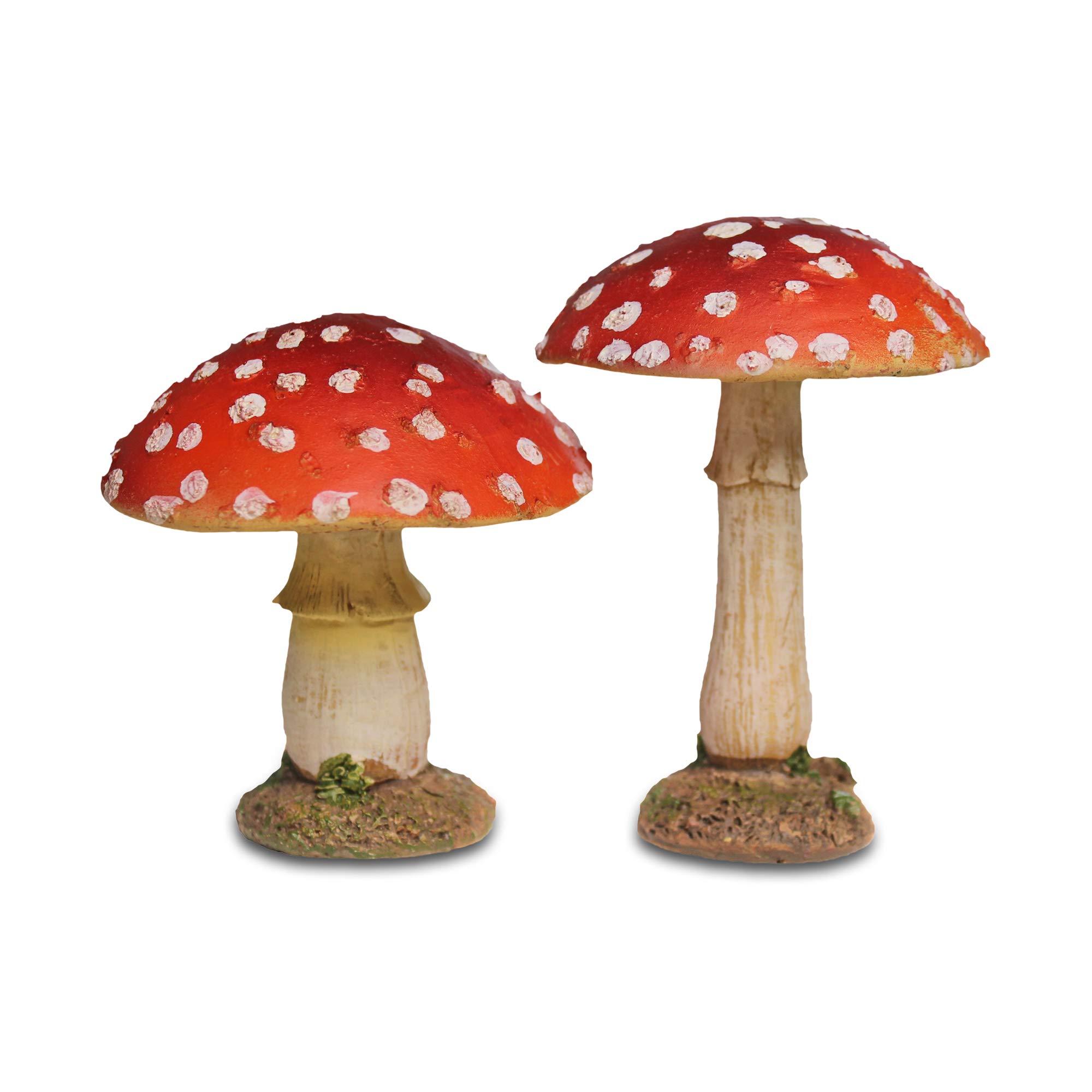 Pair of Red Resin Mushroom Toadstool Garden Ornaments