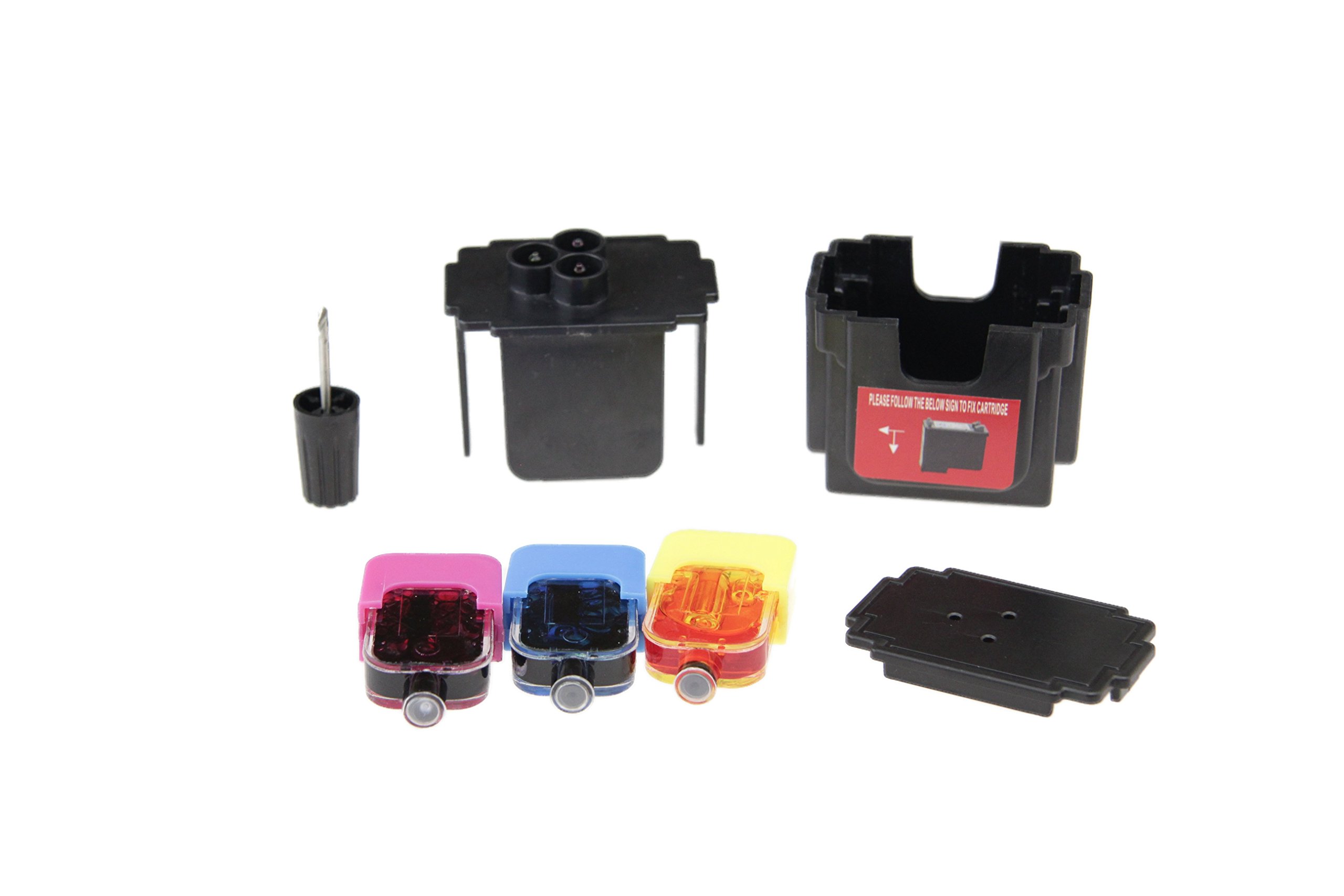 Kit De Recharge D'encre HP 62 Noir & Couleur – 4 Bouteilles De 100 Ml + Accessoires Pour Remplir Soi-même Ses Cartouches