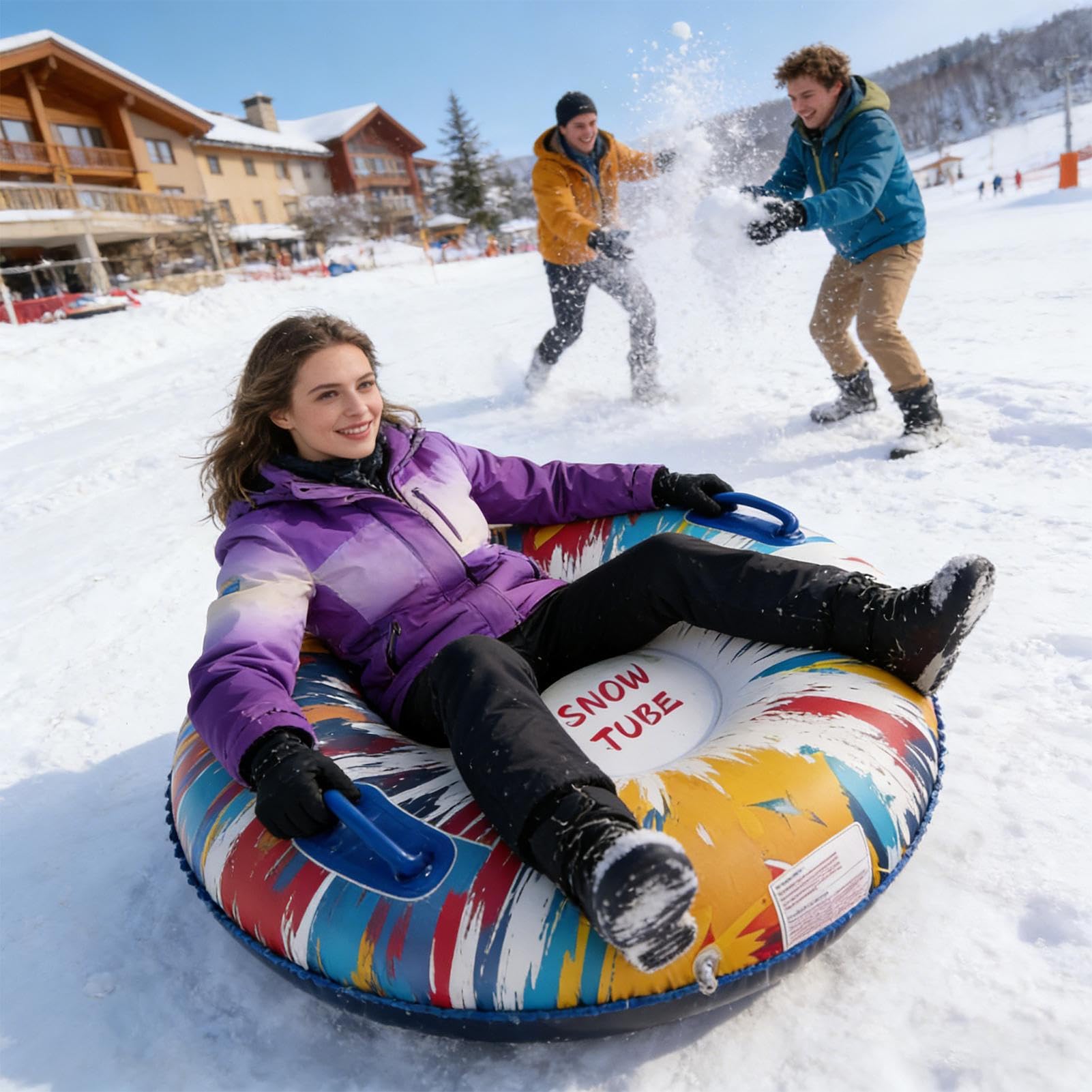 Trineo de Nieve Inflable de Alta Resistencia para Adultos y Familias