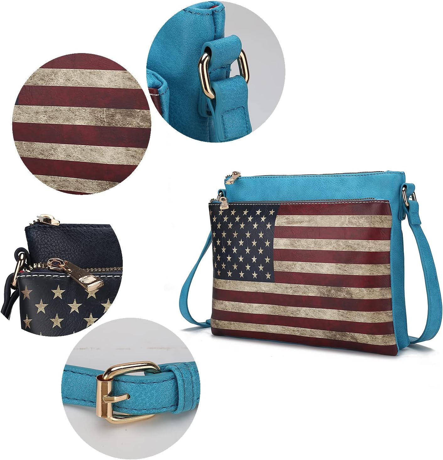 MKF Collection American Flag Design Crossbody Bag for Women, Patriotic Handbag American Pride Shoulder Bag by Mia K - Image 6