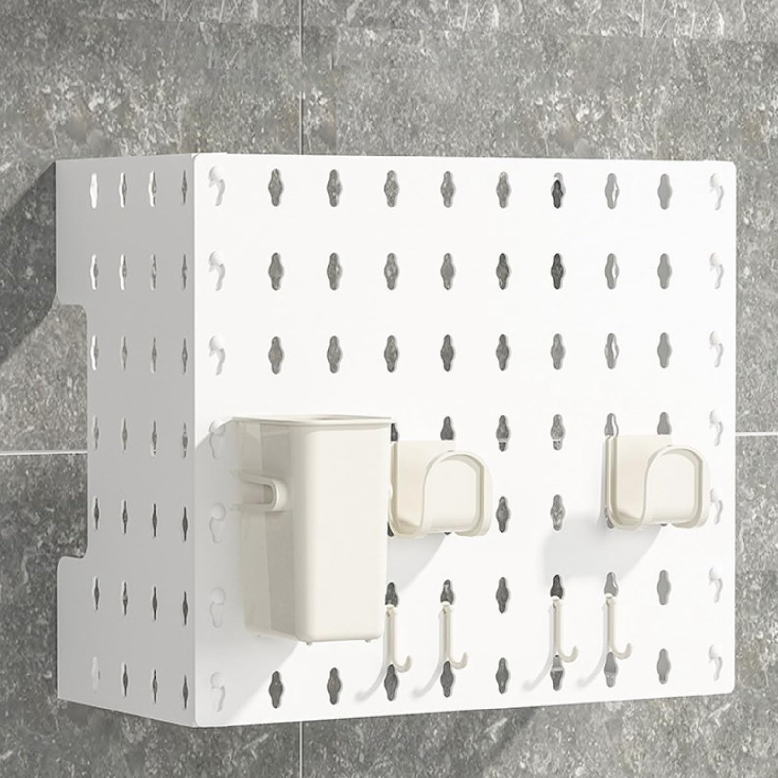 Cubierta para tubo calentador de agua de gas, estante de almacenamiento de pared con panel perforado para la organización de la capacidad, fuerte capacidad de carga sin instalación (L)