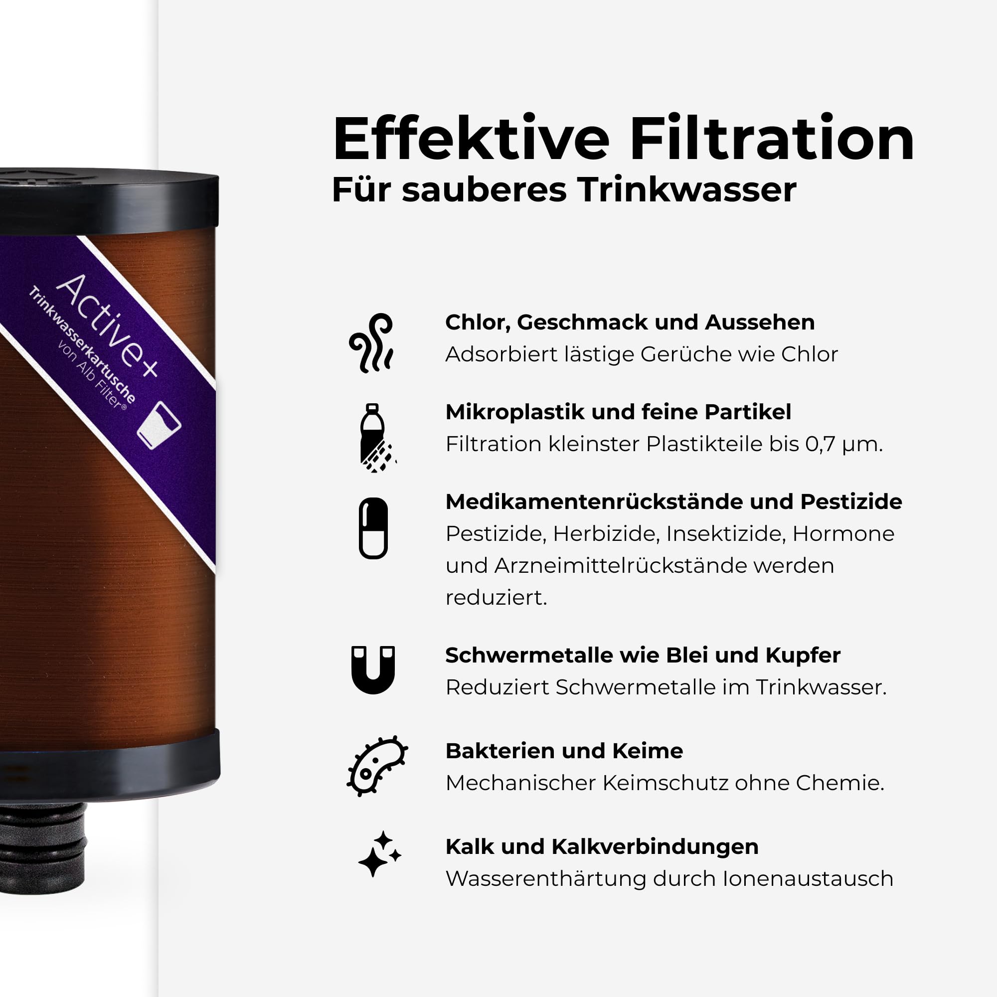 Alb Filter Duo Active Plus+ Trinkwasserfilter Edelstahl Natur – Wasserfilter Wasserhahn für sauberes Trinkwasser – Filtration von Schadstoffen, Bakterien & Kalk – Wasserfiltersystem Made in Germany