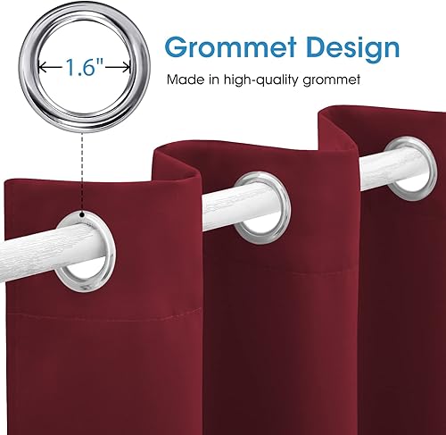 Miniatura 4 de Homeideas  Cortinas opacas de 52 x 84pulgadas de largo, juego de 2paneles de cortinas para oscurecer la habitación, térmicas, insonorizadas, con
