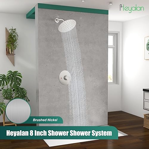 Miniatura 7 de Juego de grifo de ducha de 8 pulgadas, cabezal de ducha y mango redondo, sistema de ducha de acero inoxidable, cabezal de ducha de una sola función,
