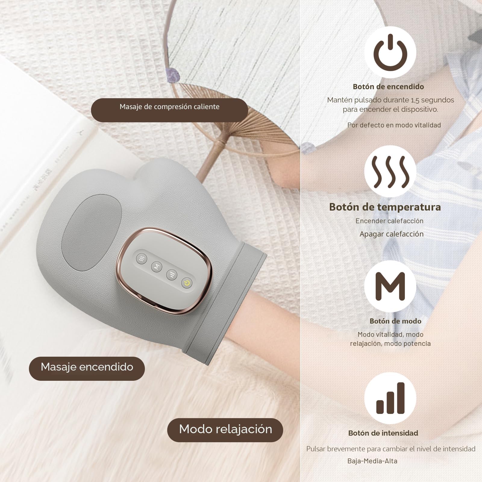 Masajeador de manos inalámbrico, masajeador eléctrico de mano | Masajeador de Manos Eléctrico, 3 Modos 5 niveles ajustables, Regalo para Hombres y Mujeres