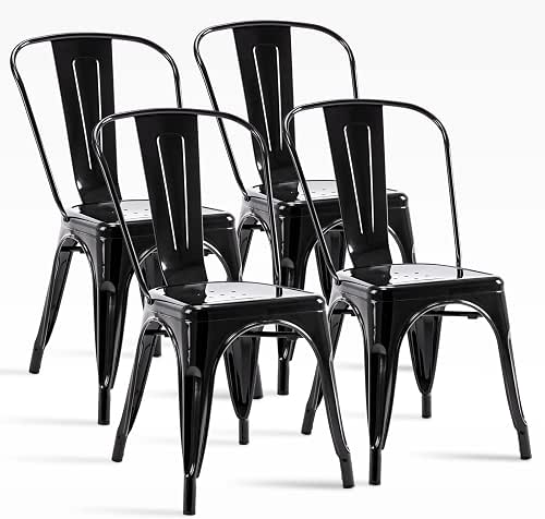 18 Inch Metal Bar Stools Set of 4, Industrial Counter