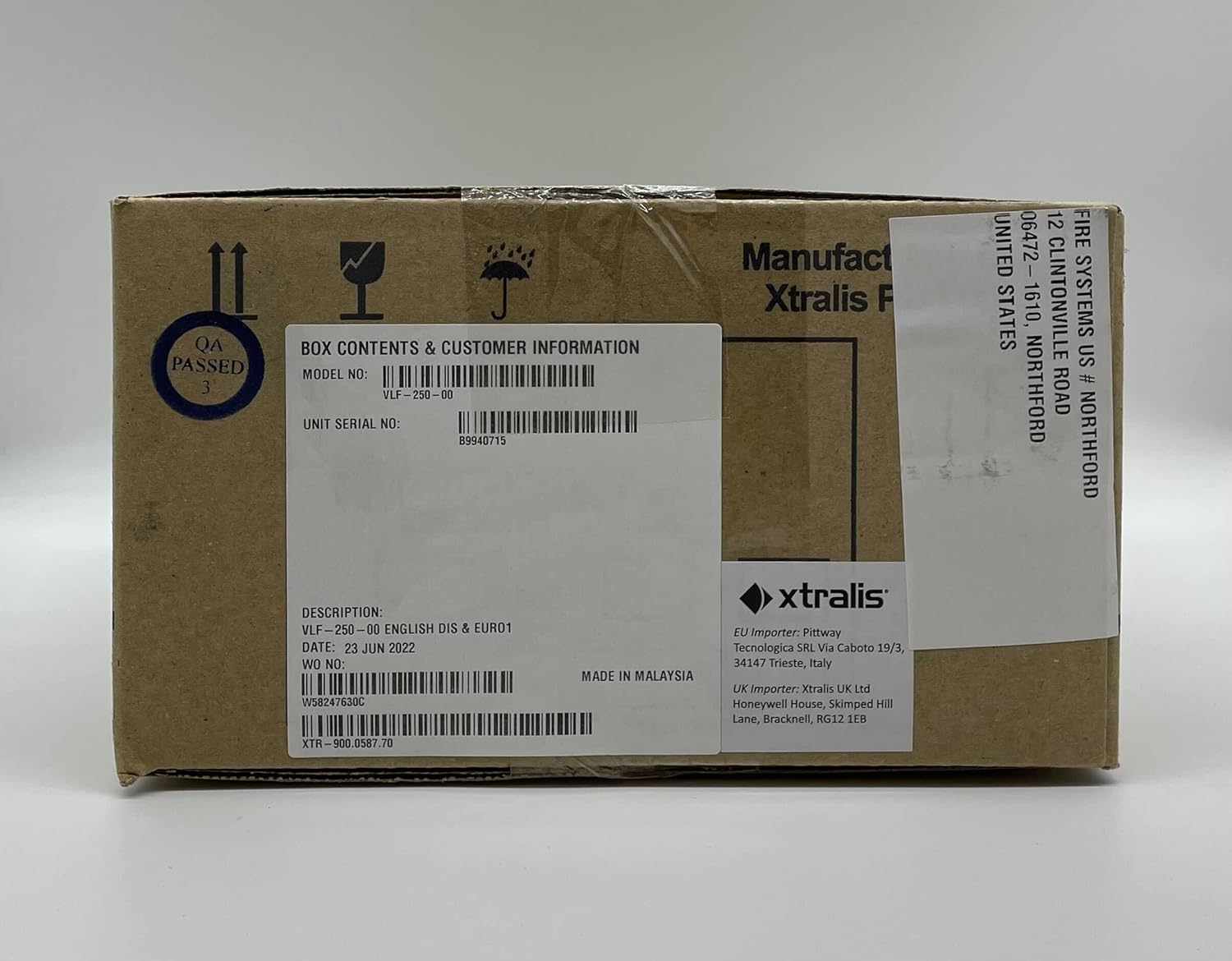 Product box label for Vesda VLF-250