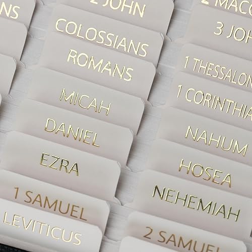 UPAFEXXI-Laminated Bible Tabs with Book Summaries(Gold Foil Embossed Lettering), Bible Tabs for Women and Men, Reposition Large Print Stickers, Easy to Read, 80Chapters Labels for Easy Navigation