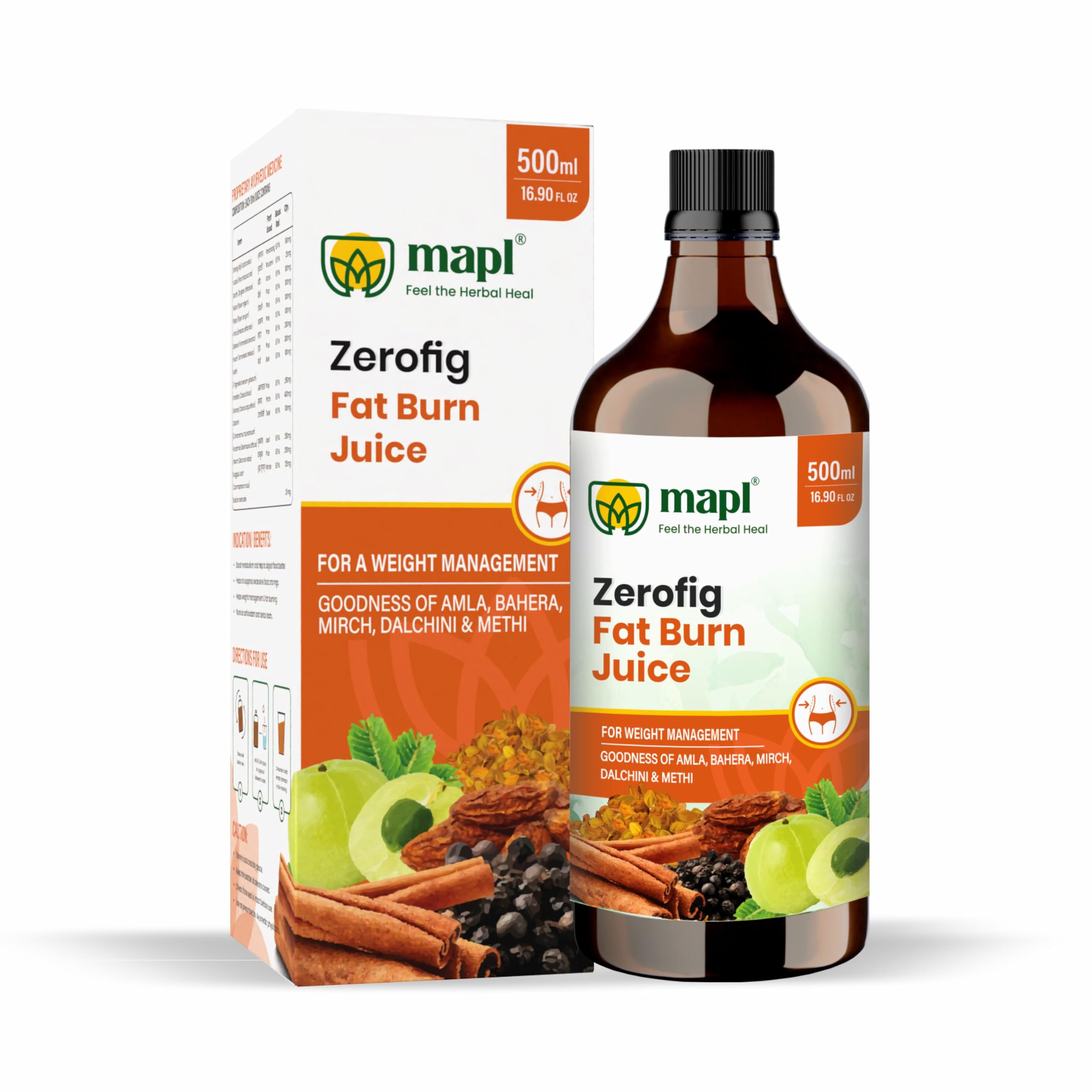 MAPL Zerofig Fat Burn Juice 500ml – Ayurvedic Weight Loss, Fat Metabolism & Digestion Support, Shilajit, Saunth, Pippali, Harad, Amla, Dalchini, Herbal Slimming Juice for Active Fitness-image-15