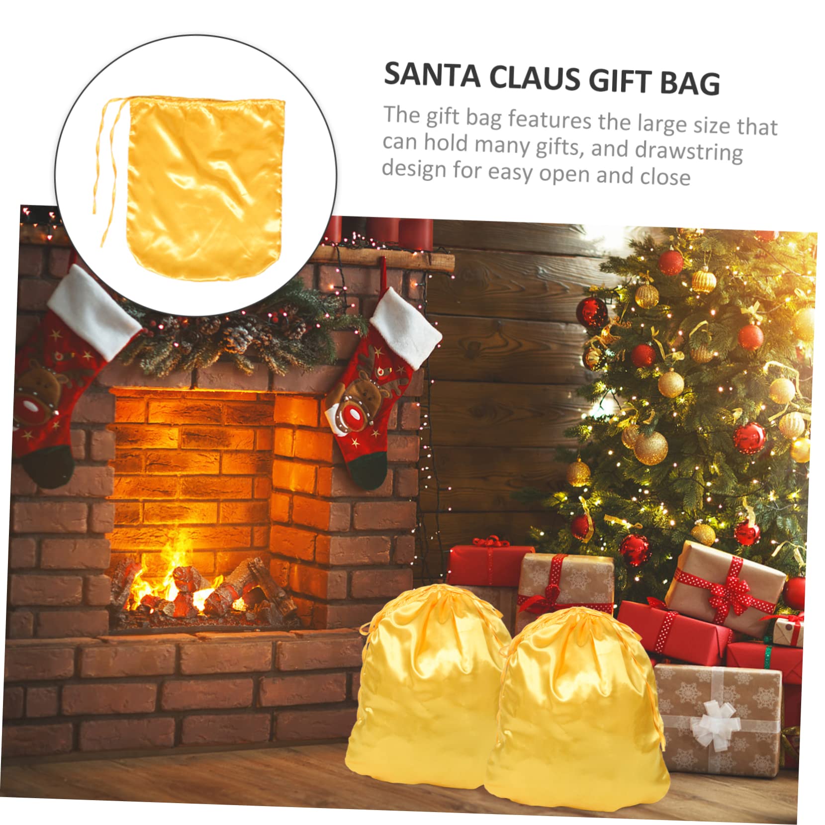 ULTECHNOVO 5piezas Bolsa De Cuerda De Papá Noel Grande para y Dulces Navideños para Fiestas De Navidad y Accesorios De Cosplay