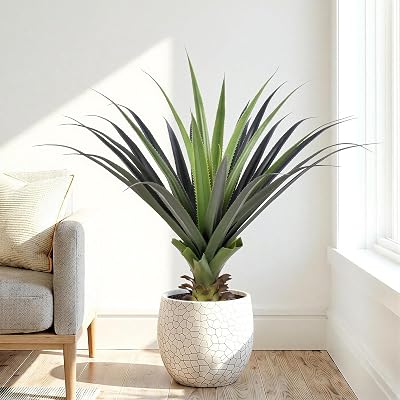 3ft Artificial Spiked Agave Plant, 36" Faux Agave Plants Indoor Small Floor Plant Perfect for Front Porch, Patio, Indoor Home, Office Decor 1pcs