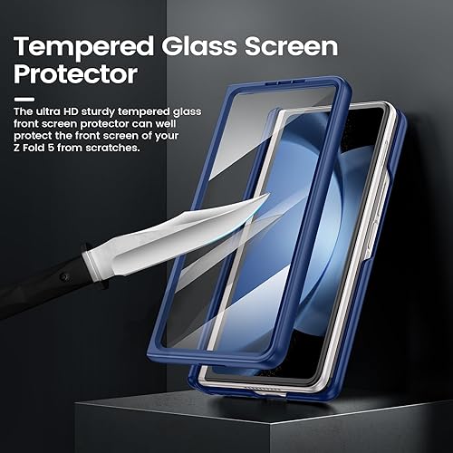 Miniatura 4 de VEGO Funda para Galaxy Z Fold 5 con soporte, protección de bisagra y funda de clip para cinturón, protector de pantalla frontal y cubierta de cámara
