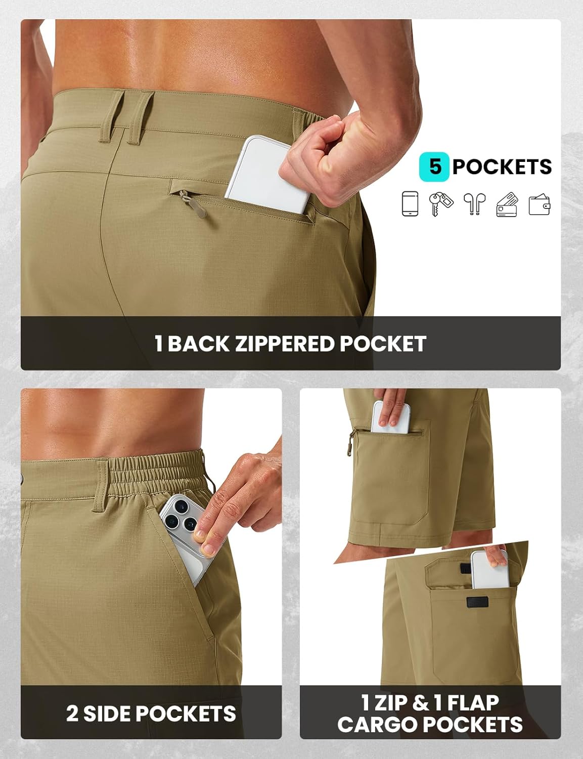 TBMPOY Men's Hiking Cargo Shorts 9" Water Resistant Lightweight Outdoor Casual Shorts for Golf Fishing with 5 Pockets