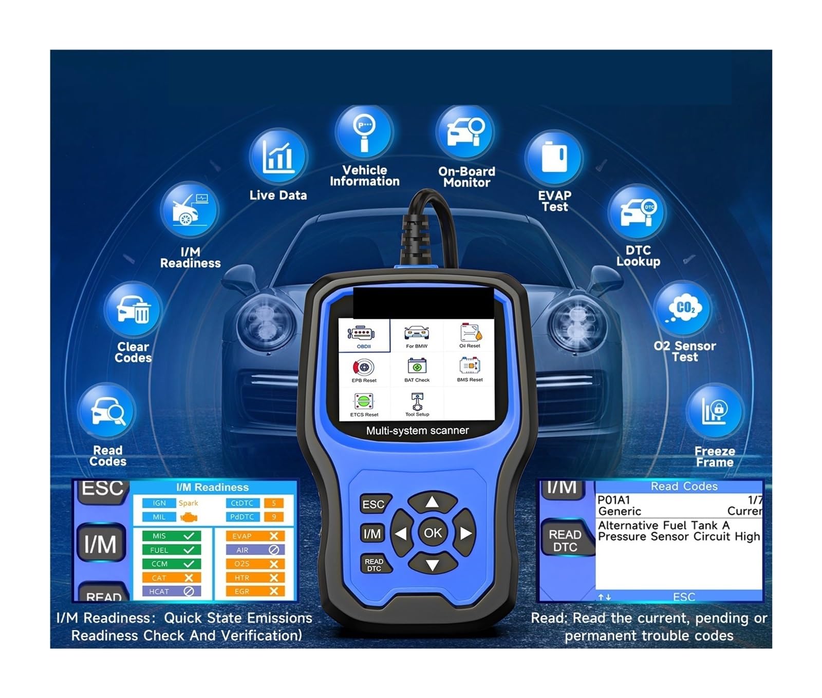 Escáner para Coche, Escáner automotriz OBD2 7610, lector de códigos todos los s, aceite, DPF, ABS, SRS, reinicio, herientas diagnóstico for automóviles
