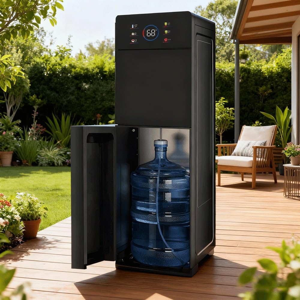 5-Gallonen-Wasserspender Mit Bodenbefüllung, Tür Aus Gehärtetem Glas Und Intelligentem Touchscreen, 5-Temperatur-Einstellung (heiß/kalt/Raum), For Zuhause Und Büro