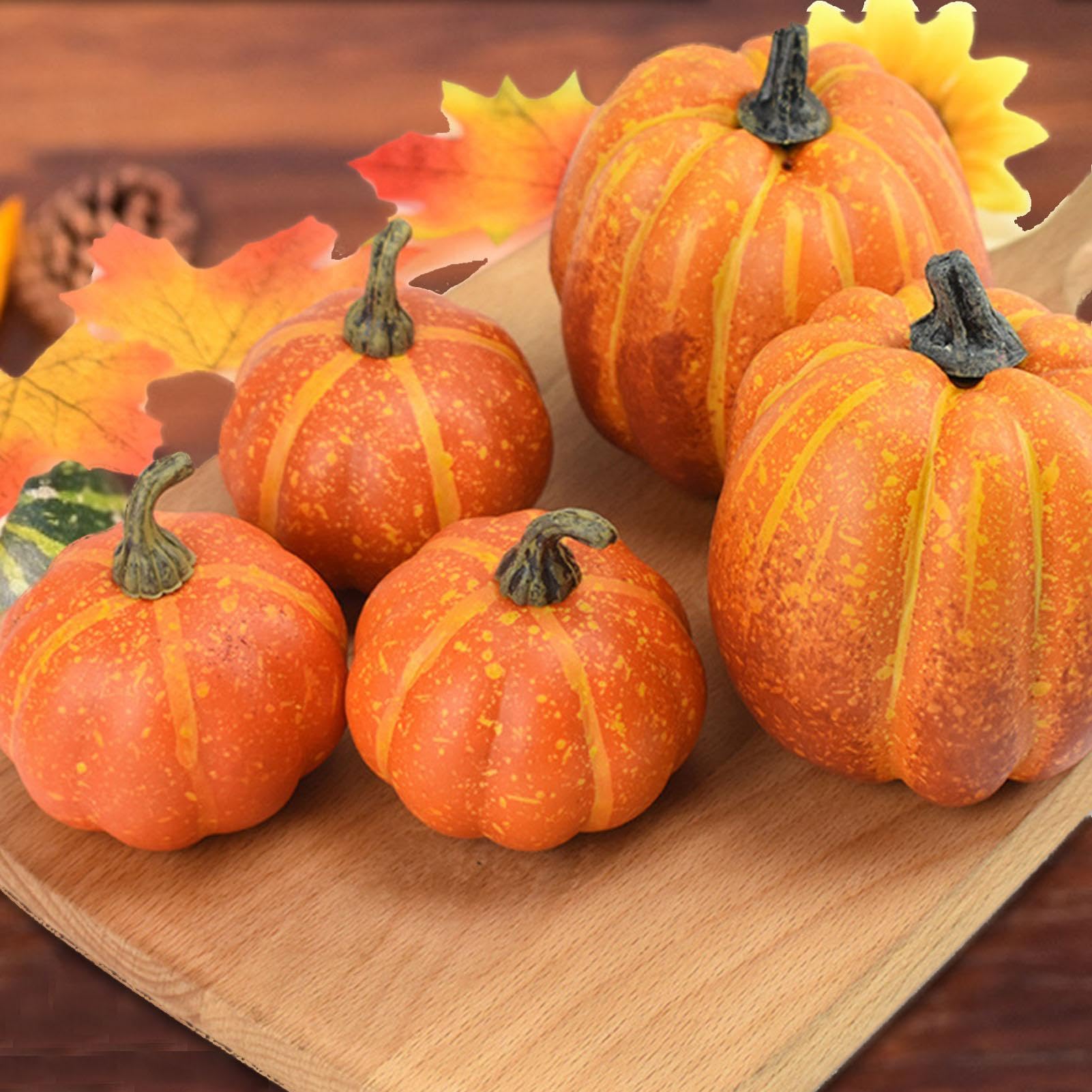 Calabazas Espuma Para Manualidades 7 Piezas Calabazas Artificiales Espuma | Modelo De Verduras Artificiales De Otoño Para Interior Para Otoño Halloween Hogar Sobremesa Mesa Comedo