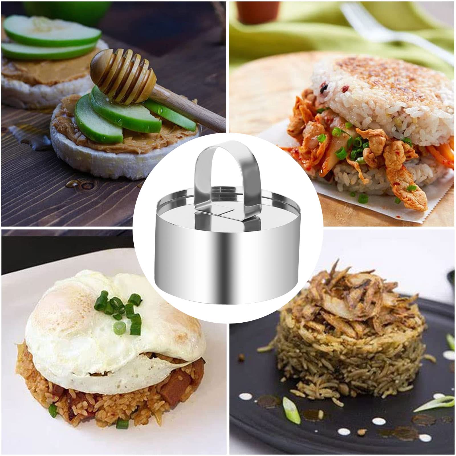 Coppapasta 4 Pcs Anello per Torta 8cm Stampi in Acciaio Inox, Anelli Stampi per Mousse in Pusher Stampo Torta Stampo con Coperchio Acciaio per Realizzare Torte Dessert Mousse al Cioccolato Tiramisù