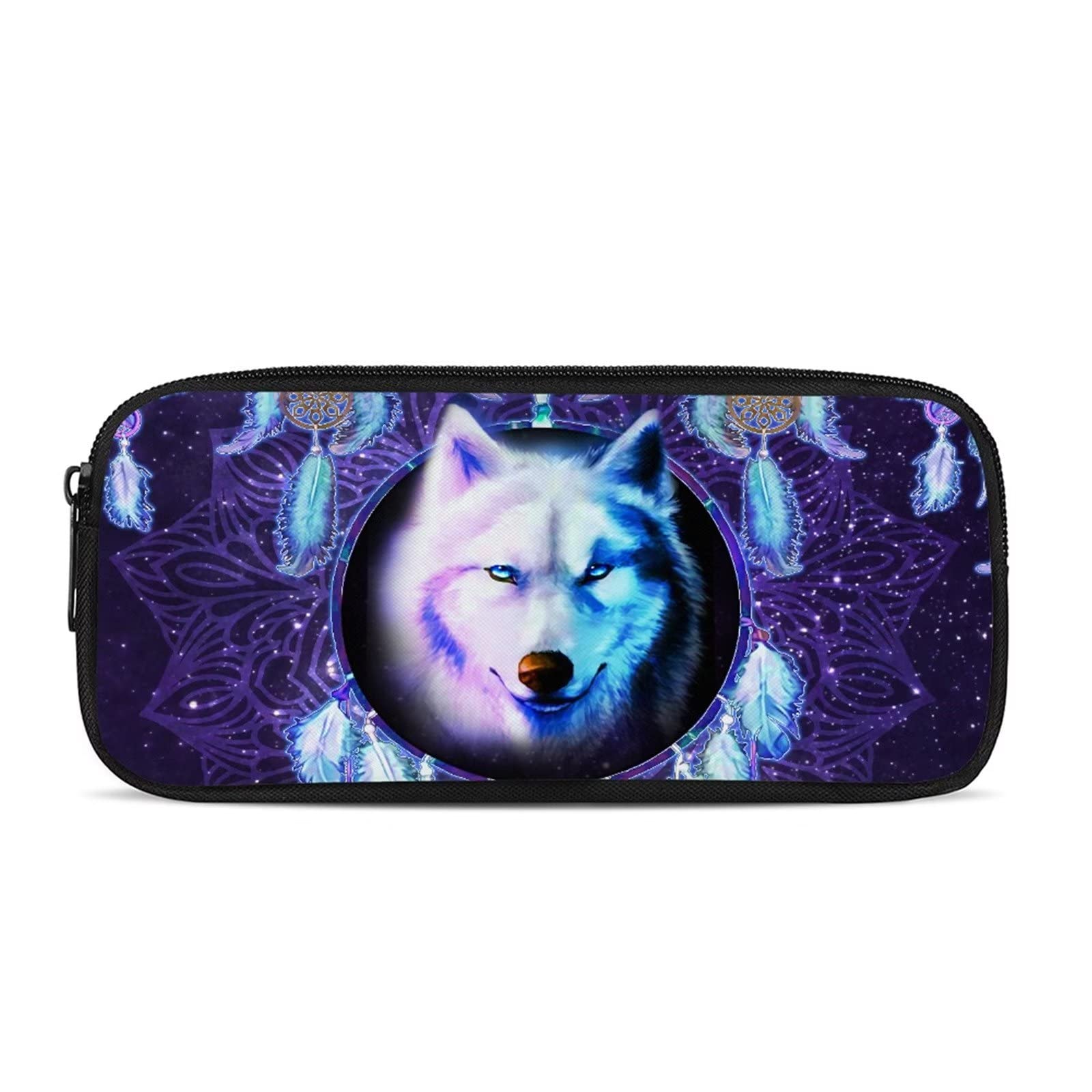 Belidome Dreamcatcher Wolf Kids Pencil Case Bag for School Office Stationery Supplies