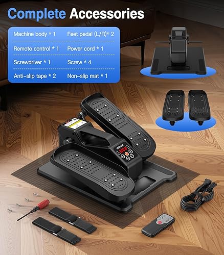 Miniatura 8 de Máquina elíptica portátil para debajo del escritorio con control remoto inalámbrico. 12 velocidades manuales y 3 automáticas. Ejercitador de piernas