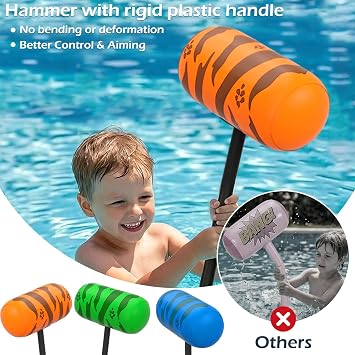 Jasonwell Pool Games Toys Floats -2Pack Inflatable Dinosaur Pool Floats with Blow Up Toy Hammers Ride on Pool Floaties for Kids Teens Adults Lounge Raft Summer Lake Beach Party Decorations