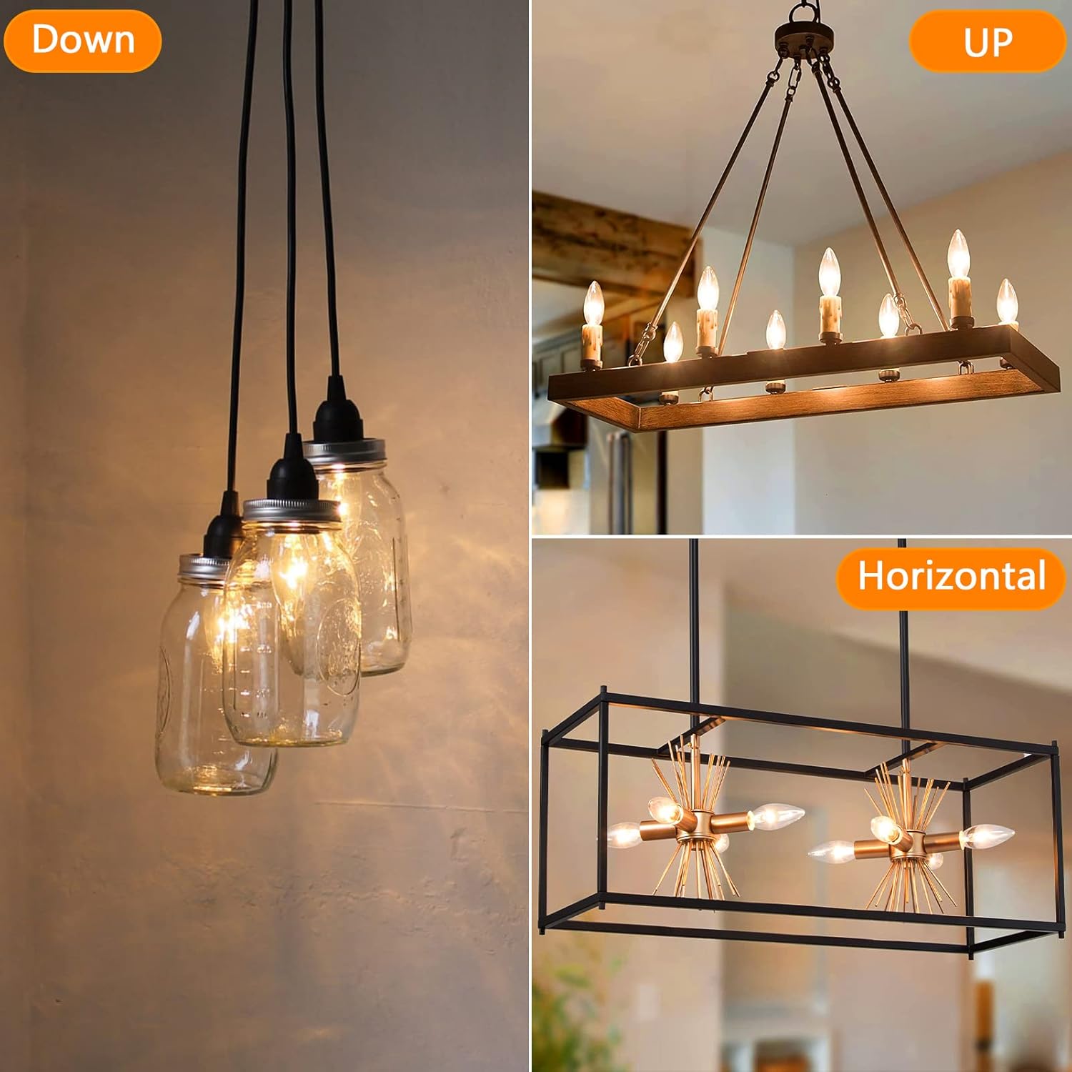 Brightever Vintage Incandescent Light Bulbs 40Watt B10 380 Lumens, Clear Dimmable E12 Edison Candelabra Lightbulbs, Decorative Candle Bulbs for Chandeliers, Ceiling Fan, 2500K Warm White 12-Pack
