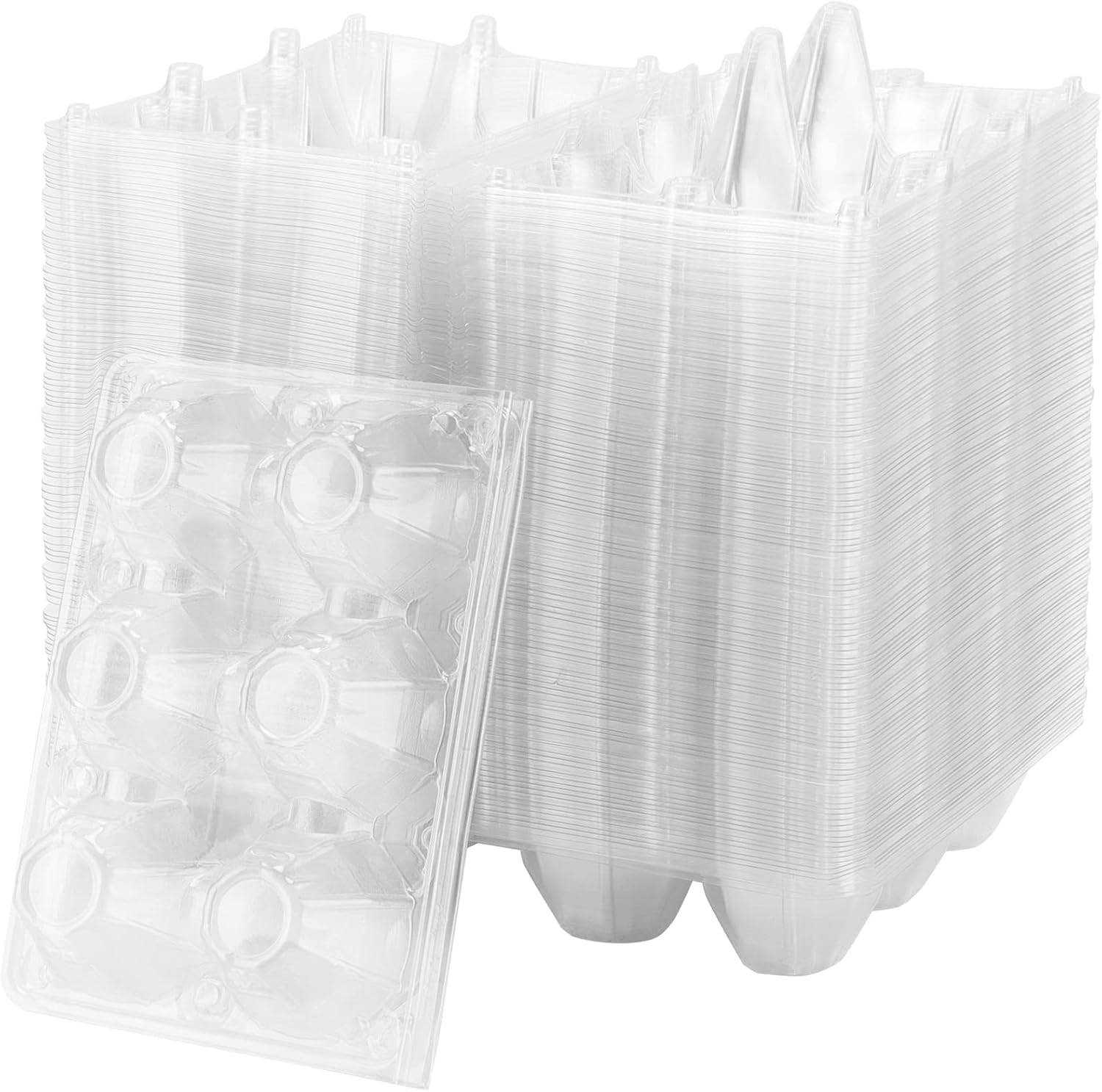 SOUJAP 100 Pack Clear Plastic Egg Cartons, 6 Cell Stackable Egg Storage Container