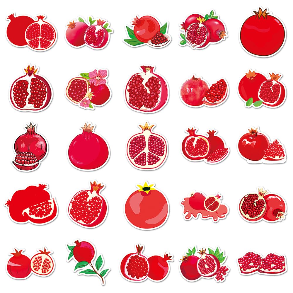 Red Pomegranate Vinyl Stickers, 50 PCS Waterproof Fruit Decals for Laptops Scrapbooking, Journals, Notebooks, Water Bottles - Image 3