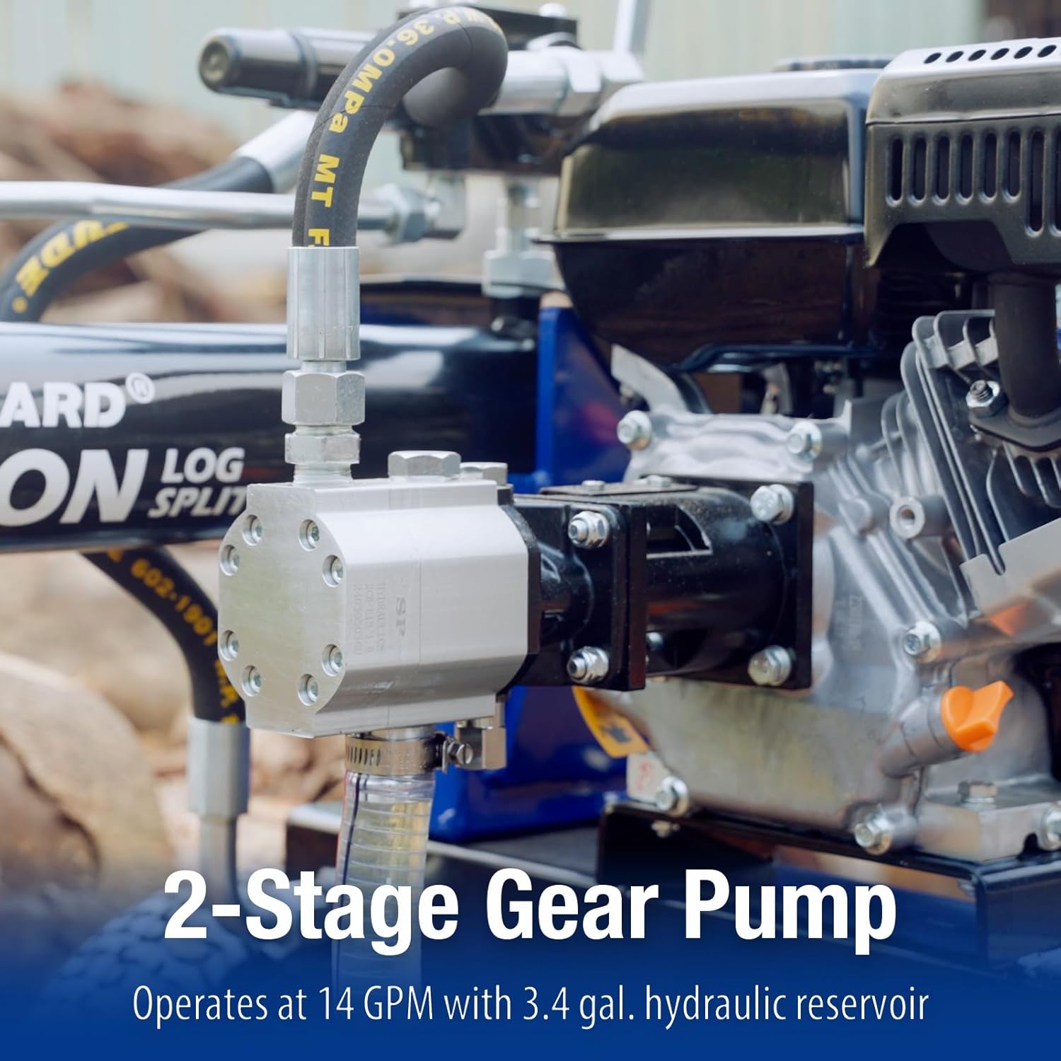 BILT HARD 20-Ton Gas Log Splitter, Hydraulic Wood Splitter with 7 HP 209cc OHV Engine, Towable Hitch, 13" Pneumatic Tires, 2 Stage Gear Pump, Steel Wedge, Firewood Splitting Machine