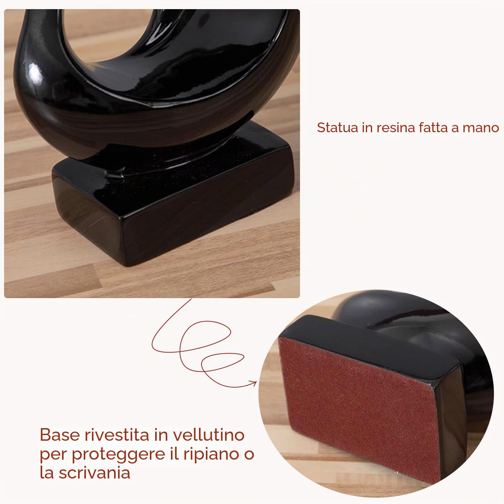 Aoneky Scultura Fiamma, Astratto Statua Mano Arte- Scultura Decorazione per Soggiorno, Tavolo da Pranzo, Libreria, Tavolo, Camera Da Letto Figurine, Resina (Nero)