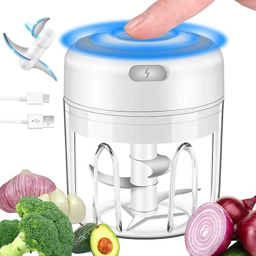 Mini Electric Garlic Chopper, Upgraded 3-blade 304 Stainless Steel, USB