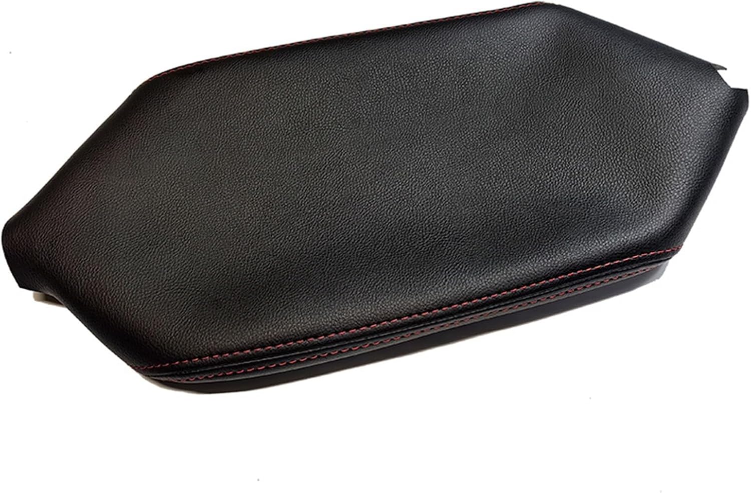 Leather Car Armrest Box Protective Cover Compatible with Infiniti FX35 2009-2012 Center Console Lid Replacement(Black+Black line)