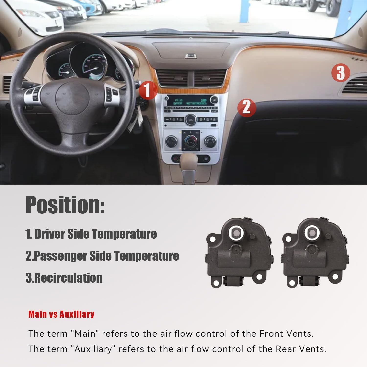 Blend Door Actuator Compatible with 2004-2013 Chevy Impala Replaces 604-108 1573517 1574122 15844096 22754988 52409974 （2-Pack）