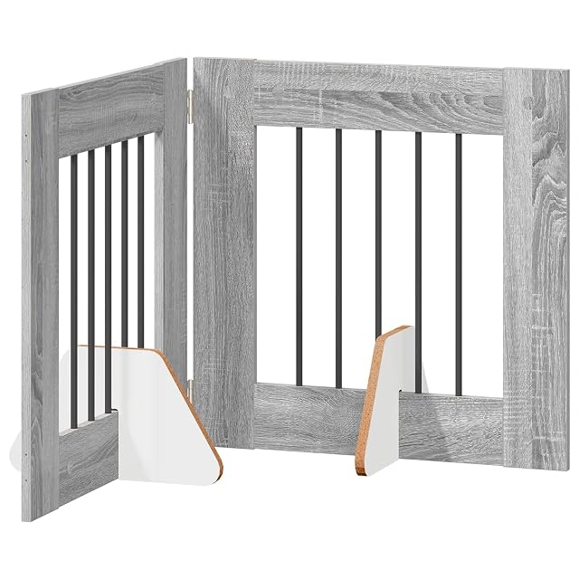 vidaXL Puerta para Perros Plegable con Soportes 8 uds. Sonoma Gris
