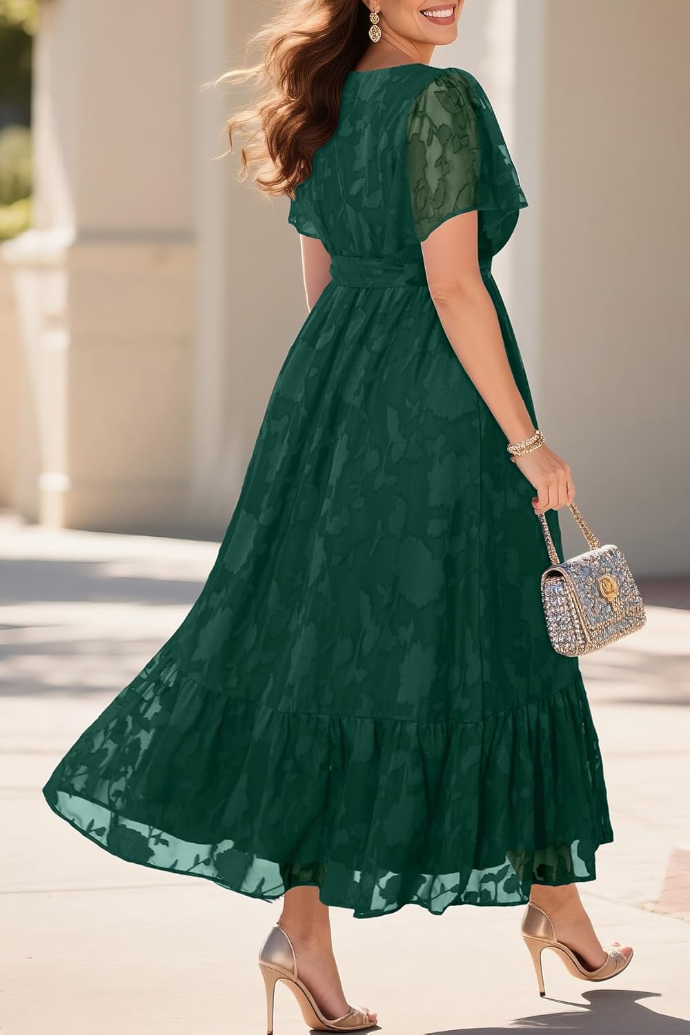 Pinup Fashion Plus Size Dresses for Wedding Guest - 2025 Cocktail Semi Formal Summer Wrap V Neck Maxi Dress - Image 2