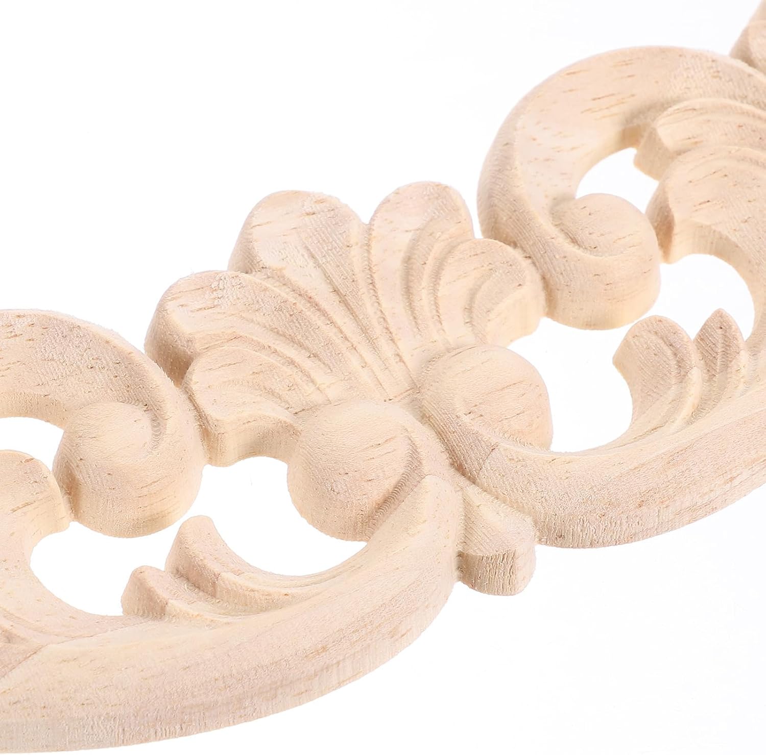 4pcs Carved Wooden Onlay Applique for Furniture DIY Decor
