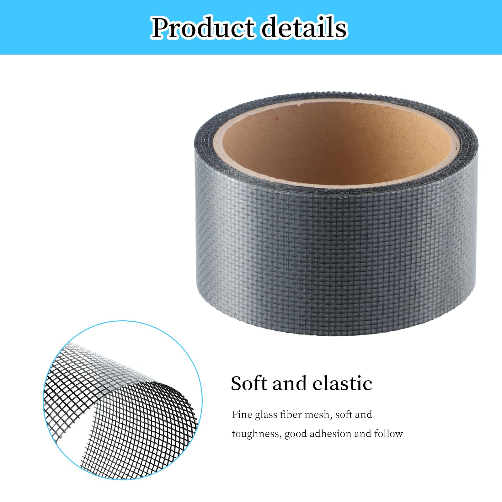 Nastro Riparazione Zanzariere 5cmx5m - Nero, Impermeabile Per Fori E Strappi - Foto 10