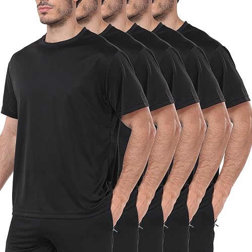 HovSiyla 1/5 Pack Workout Shirts for Men Athletic Running Gym Quick Dry Short Sleeve Performance Moisture Wicking T Shirt