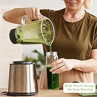 Vista 4 de [Paquete de 8] Botellas de vidrio para jugo de 20 onzas con tapas herméticas - Frascos reutilizables con escala, tazas de agua para viajes - Frasco