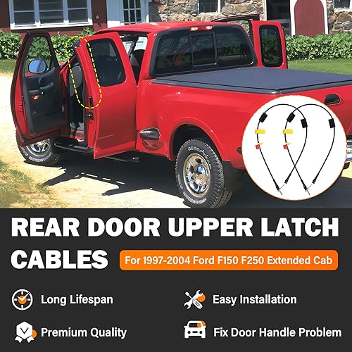 Miniatura 26 de Cable de pestillo de puerta trasera para Ford E150 E250 E350 E450 Van 1992-2014 Lado trasero izquierdo del conductor Pestillo de puerta superior e