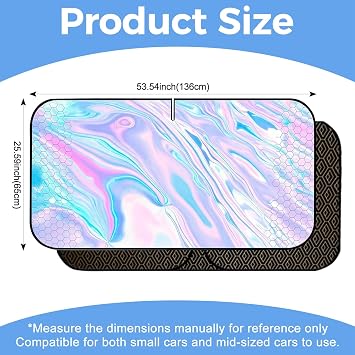 5Pcs Windscreen Sun Shade for Car Inside 136 x 65cm UV Reflective Sunshade | Graphene Laser Foldable Front Window Shades Set, Overlapping Windshield Sunshade for Cars Van SUV Truck, Car Sun Shield
