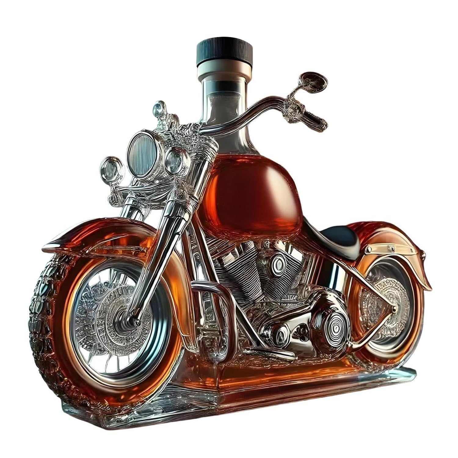 Hemoravoma Motorcycle Whisky Decanter, Glass Liquor Bottle Aerator, Vintage Decorative Alcohol Dispenser, Creative Carafe for Men Dad Home Kitchen Bar Birthday Gift