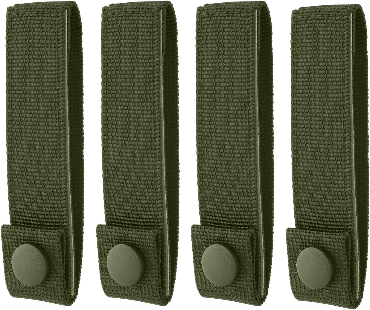 4pcs MOLLE Snap Straps, MOLLE Attachment Straps for Backpack MOLLE Straps Polyester Reusable MOLLE Webbing Straps Backpack Strap Attachment Connectors for MOLLE (Dark Green)