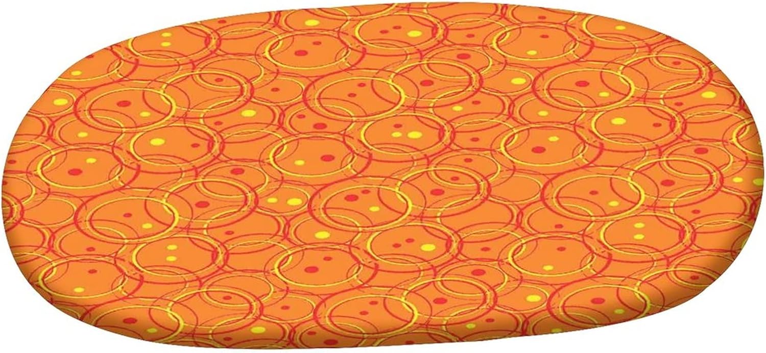 XISUNYA Fitted Oval Tablecloth, Burnt Orange Elasticized Polyester Table Cover,Circle Patterns Fashion Trend Colors Retro Dotted Print Fitted Table Cloth, Fits Oval Tables up to 42" x 60", for Dining