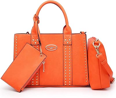 Dasein 3pcs Women Handbag Wallet Top Handle Satchel Purse Hobo Crossbody Shoulder Bag Tote Bag with Studs